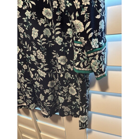 J. Jill Blouse 3/4 Sleeve Stretch Knit Tunic Blouse Women's MP NWT Black w green - Picture 3 of 6